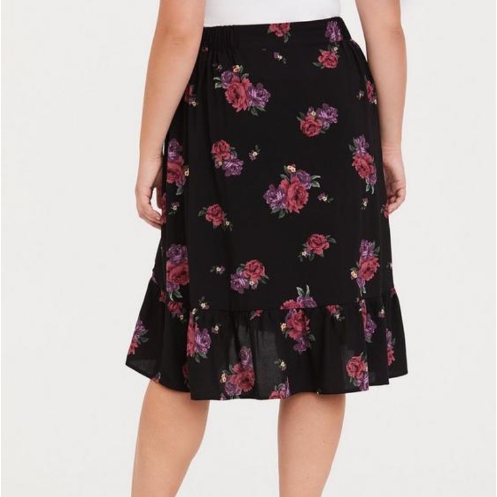Torrid Floral Midi Challis Faux Wrap Skirt Size 2 - Picture 2 of 10